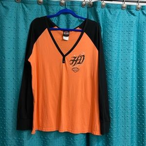 Harley Davidson Raglan Sleeve V-neck Henley 1X